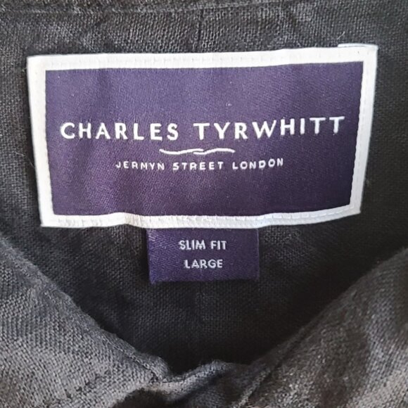 Charles Tyrwhitt Black Linen Shirt – Slim Fit – Size Large - Picture 2 of 3